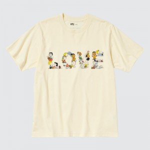 Yellow Uniqlo Peace For All Peanuts Short-sleeve Graphic Men T Shirts | 6565337