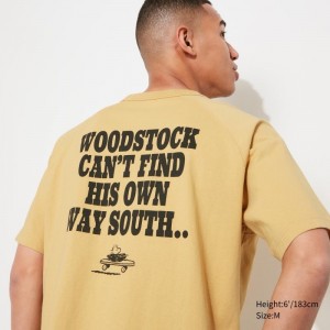Yellow Uniqlo Retro Peanuts Ut Oversized Short-sleeve Graphic Men T Shirts | 6425689