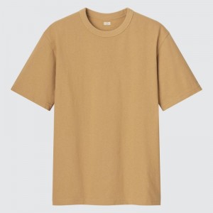 Yellow Uniqlo U Crew Neck Short-sleeve Men T Shirts | 5450495