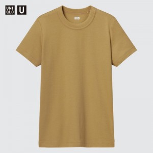 Yellow Uniqlo U Crew Neck Short-sleeve Women T Shirts | 6735489