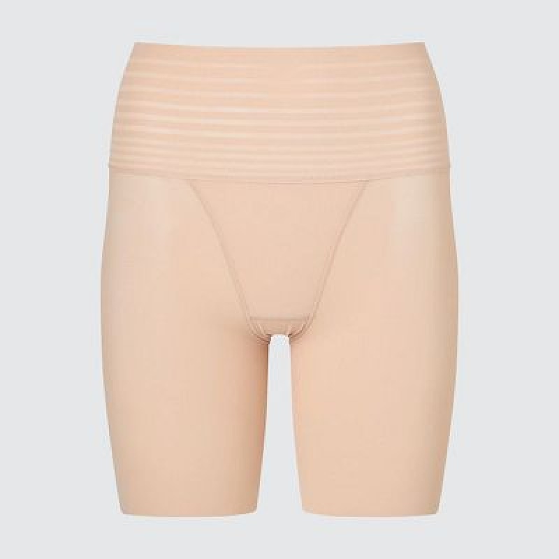 Beige Uniqlo AIRism Smooth Body Shaper Unlined Half Women Tight | 3186559