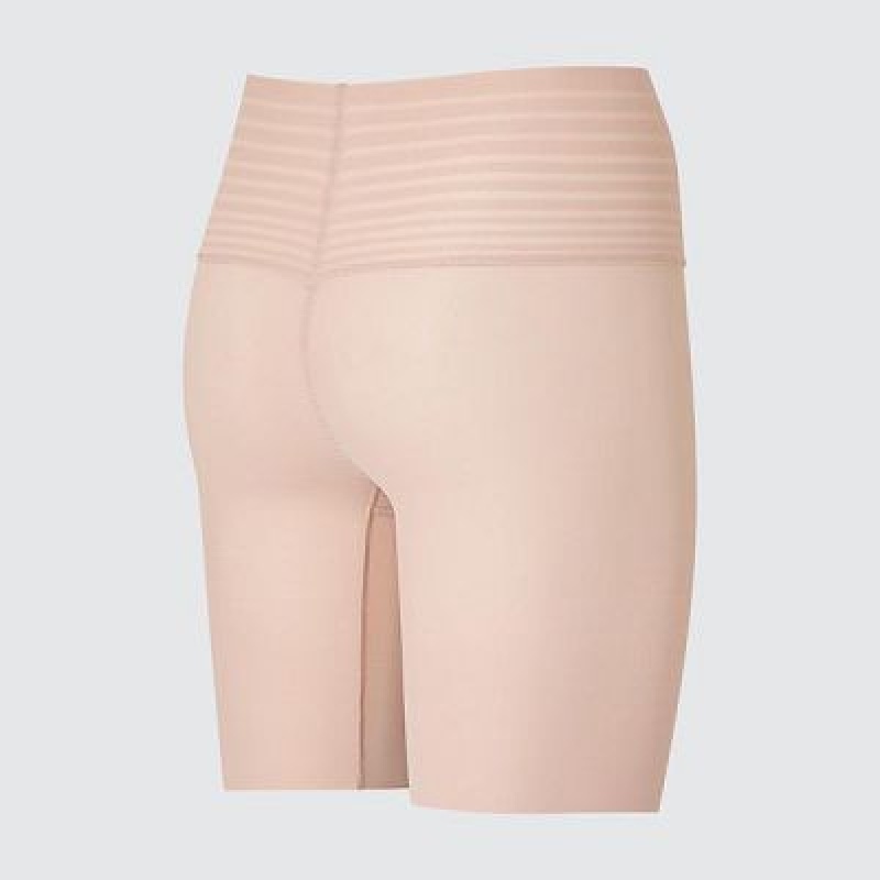 Beige Uniqlo AIRism Smooth Body Shaper Unlined Half Women Tight | 3186559