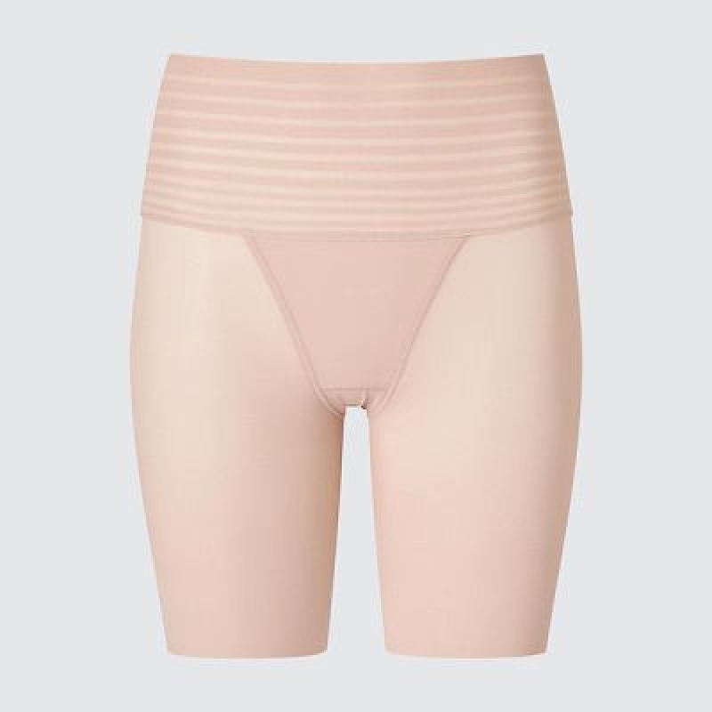 Beige Uniqlo AIRism Smooth Body Shaper Unlined Half Women Tight | 3186559