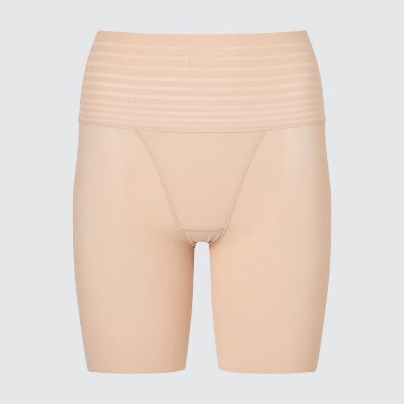 Beige Uniqlo AIRism Smooth Body Shaper Unlined Half Women Shorts | 4342560
