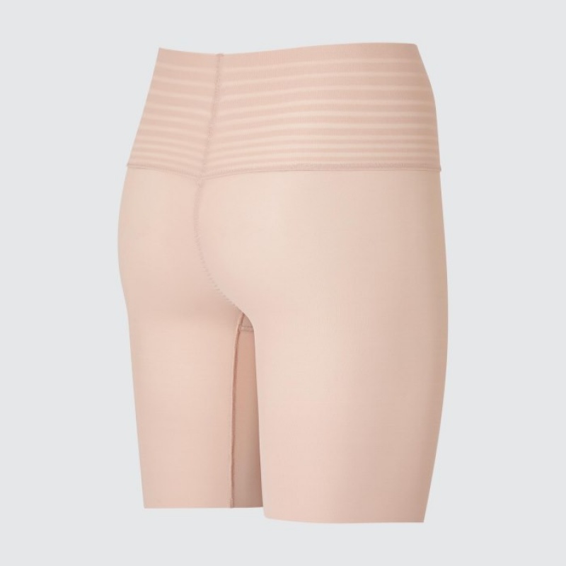 Beige Uniqlo AIRism Smooth Body Shaper Unlined Half Women Shorts | 4342560