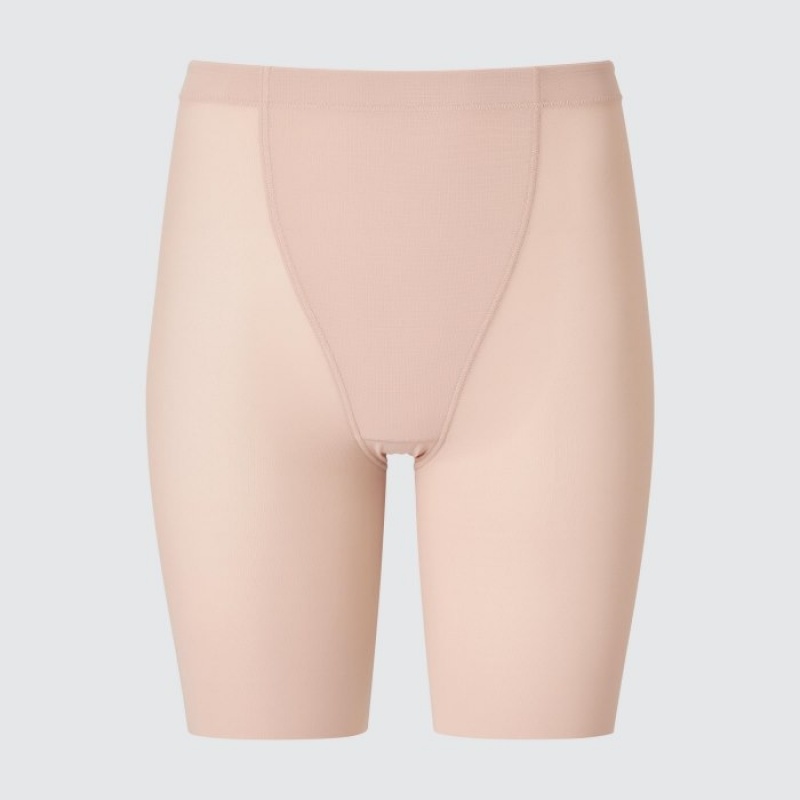 Beige Uniqlo AIRism Support Body Shaper Unlined Half Women Shorts | 9108136