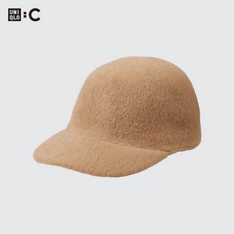 Beige Uniqlo Adjustable Wool Women Caps | 2256533