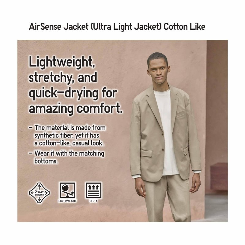 Beige Uniqlo Airsense Cotton Like Ultra Light Men Jackets | 9573853