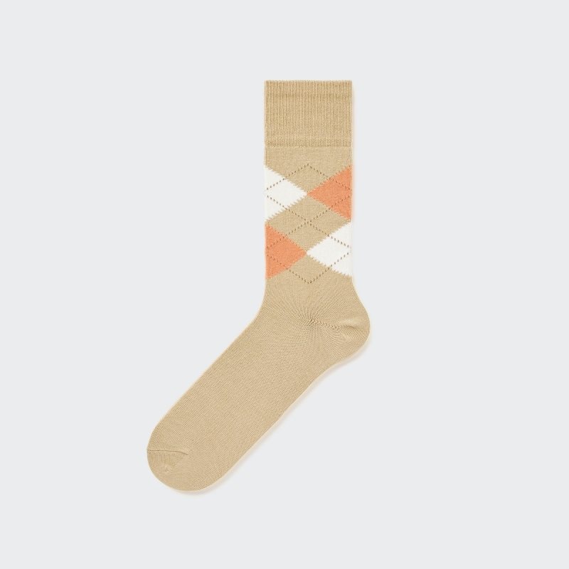 Beige Uniqlo Argyle Men Socks | 7527758