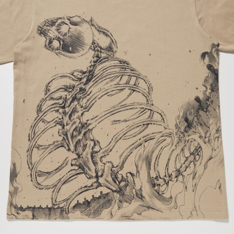 Beige Uniqlo Attack on Titan UT Short-Sleeve The 