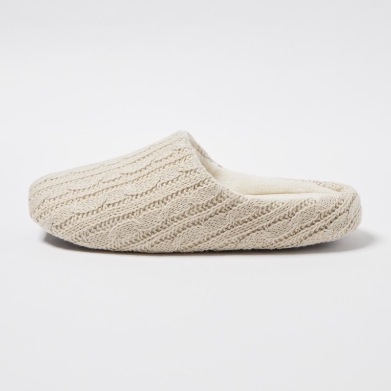 Beige Uniqlo Cable Knit Rubber Sole Men Slippers | 9461653