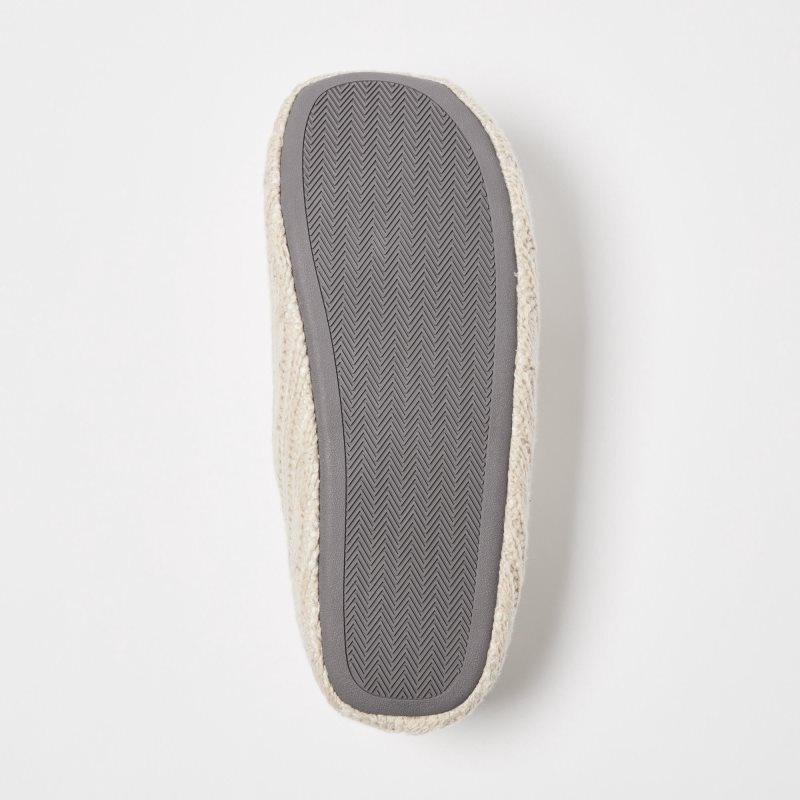 Beige Uniqlo Cable Knit Rubber Sole Men Slippers | 9461653