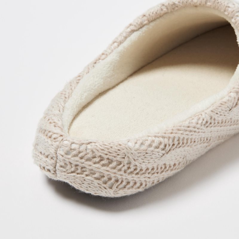 Beige Uniqlo Cable Knit Rubber Sole Men Slippers | 9461653