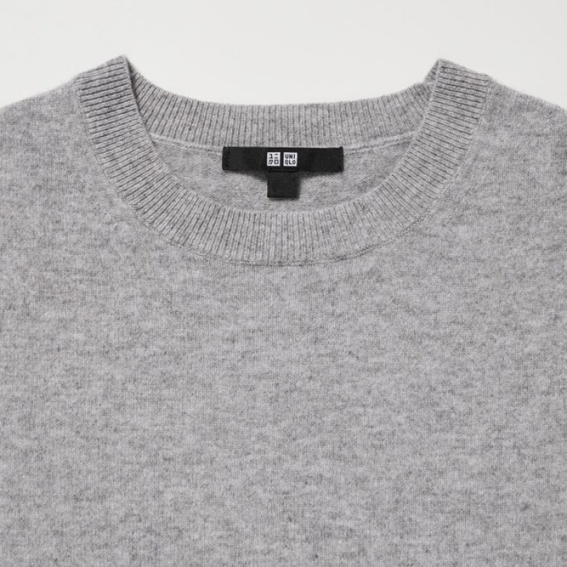 Beige Uniqlo Cashmere Crew Neck Long-sleeve Women Sweaters | 7677855