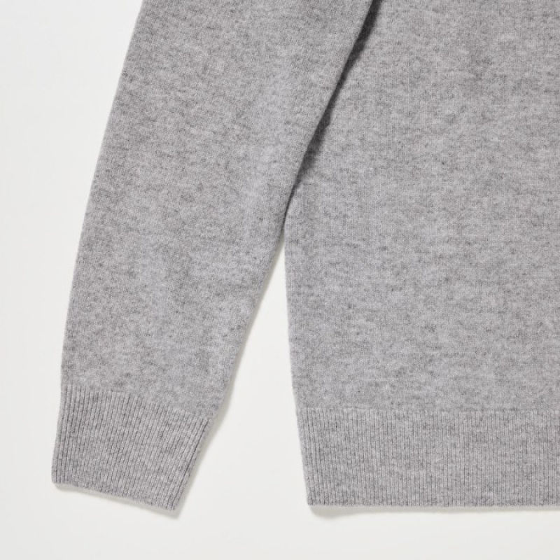 Beige Uniqlo Cashmere Crew Neck Long-sleeve Women Sweaters | 7677855