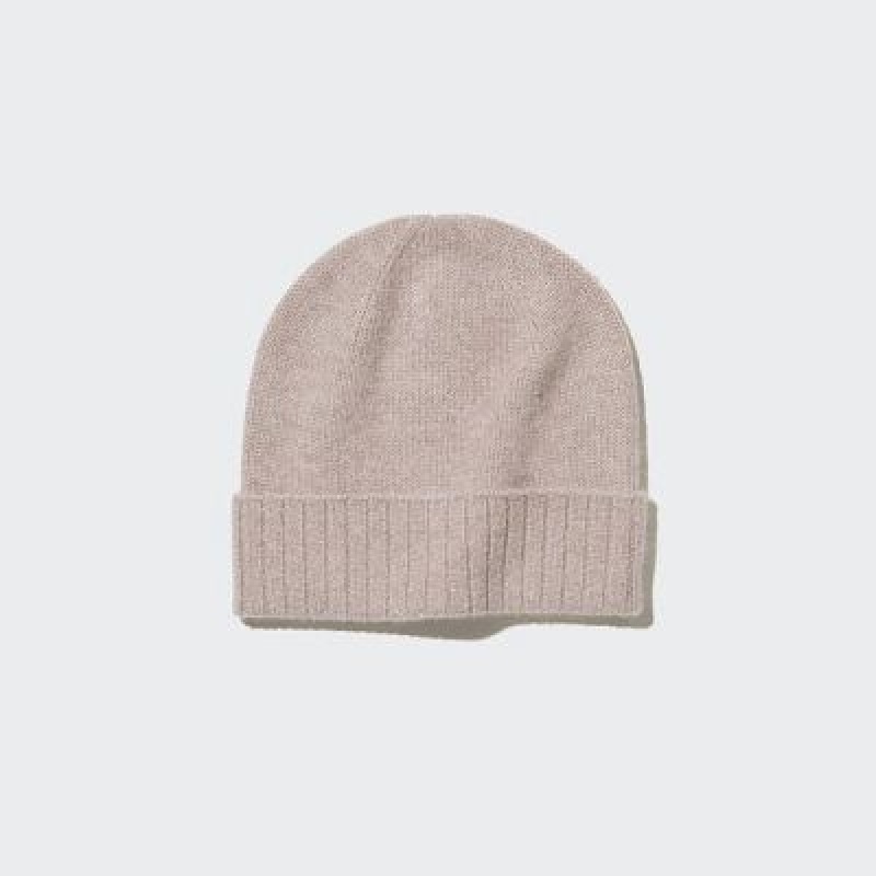 Beige Uniqlo Cashmere Knitted Women Beanie | 1142676