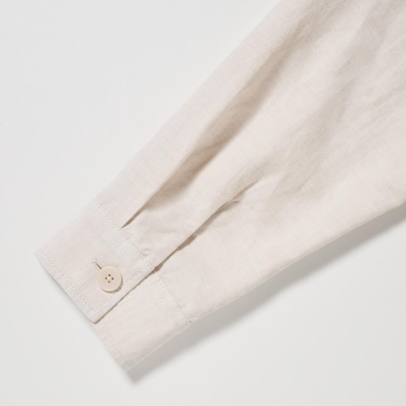 Beige Uniqlo Cotton Linen Over Shirt Men Jackets | 3918569