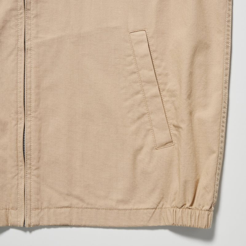 Beige Uniqlo Cotton Men Parka | 4378967