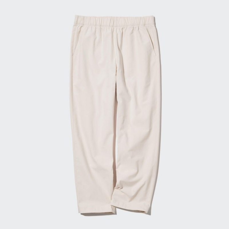 Beige Uniqlo Cotton Relaxed Ankle Lounge Women Pants | 2879903
