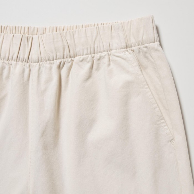 Beige Uniqlo Cotton Relaxed Ankle Lounge Women Pants | 2879903