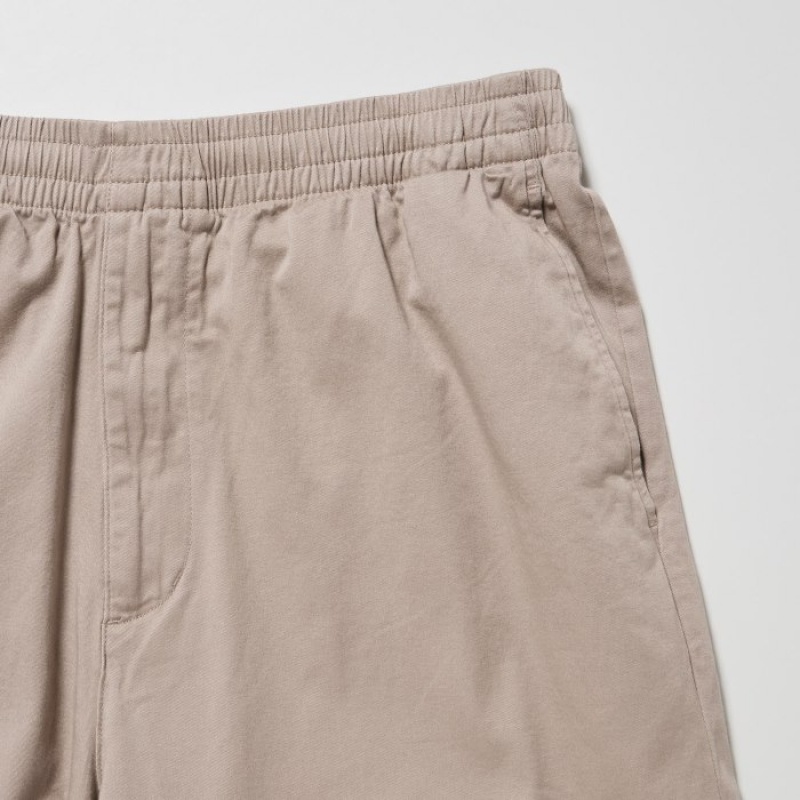 Beige Uniqlo Cotton Relaxed Ankle Women Pants | 2440703
