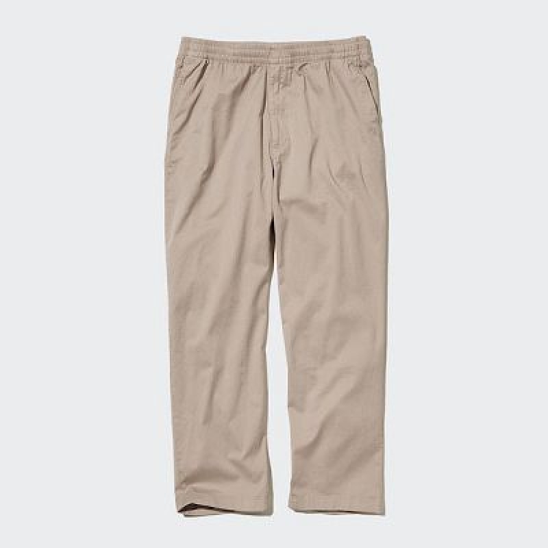 Beige Uniqlo Cotton Relaxed Ankle Women Pants | 6054935