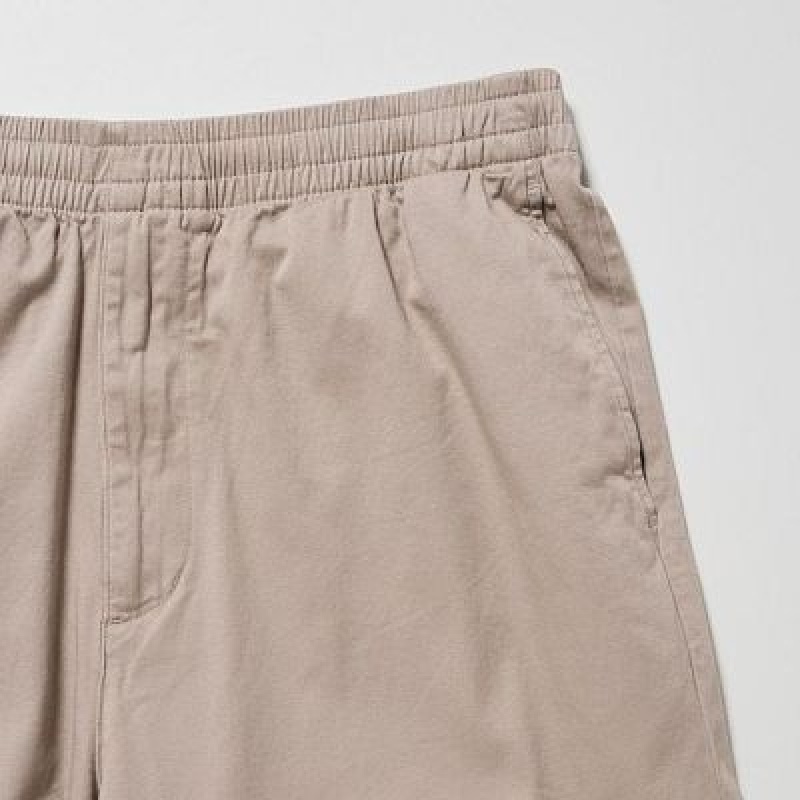 Beige Uniqlo Cotton Relaxed Ankle Women Pants | 6054935