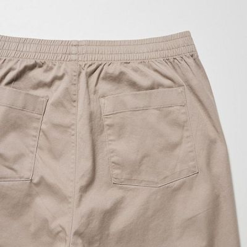 Beige Uniqlo Cotton Relaxed Ankle Women Pants | 6054935