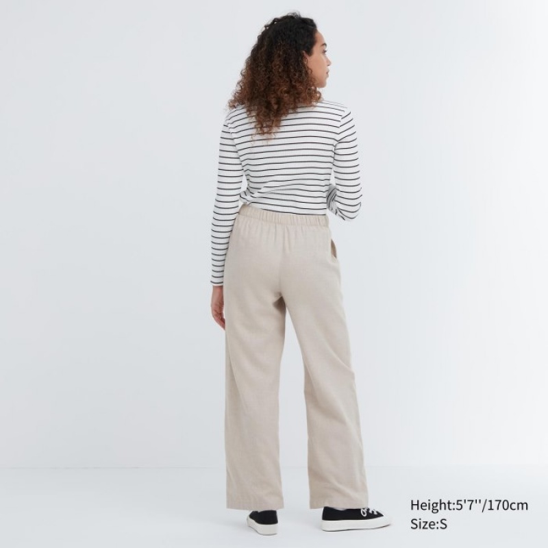 Beige Uniqlo Flannel Lounge Women Pants | 6968163