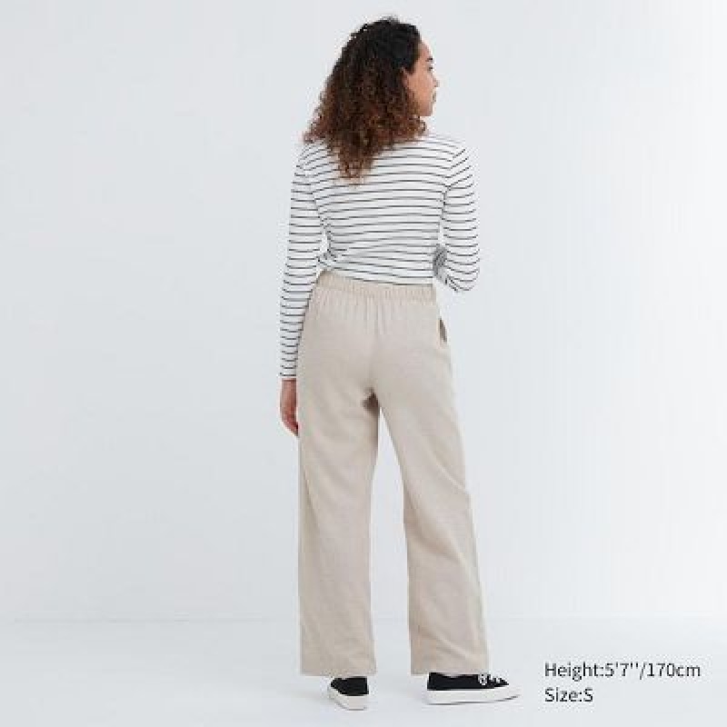 Beige Uniqlo Flannel Women Pants | 9325176
