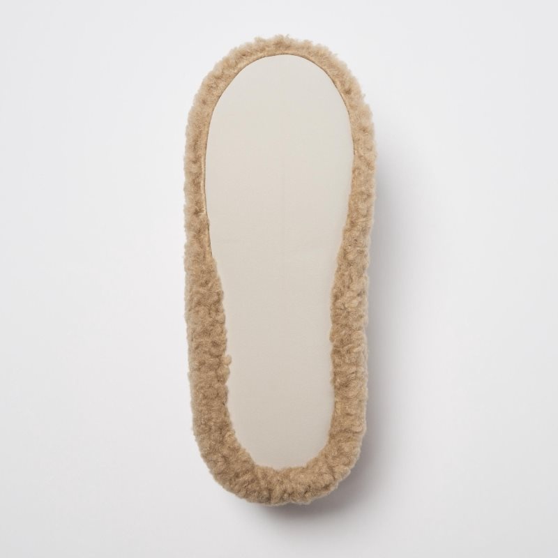 Beige Uniqlo Fleece Room Faux Shearling Fleece Men Slippers | 2307176
