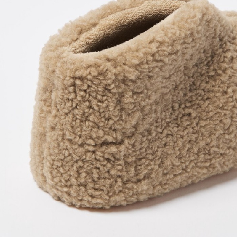Beige Uniqlo Fleece Room Shoes Faux Shearling Fleece Women Slippers | 8654139