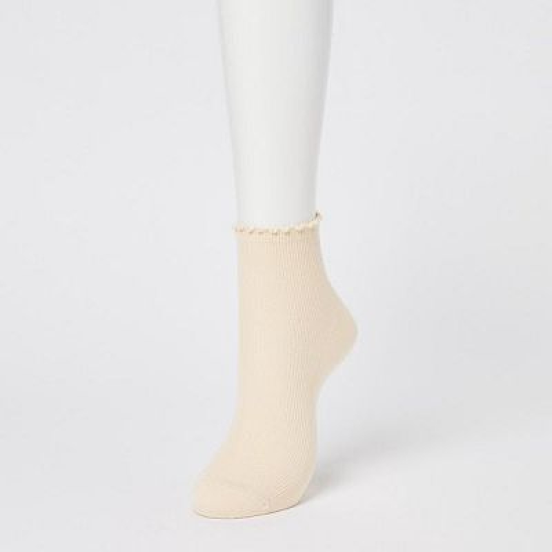 Beige Uniqlo HEATTECH Crew Mellow Women Socks | 9144072