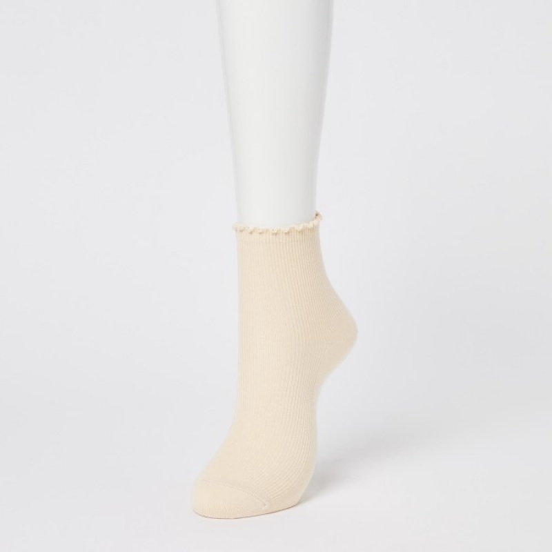 Beige Uniqlo HEATTECH Crew Mellow Women Socks | 5131154