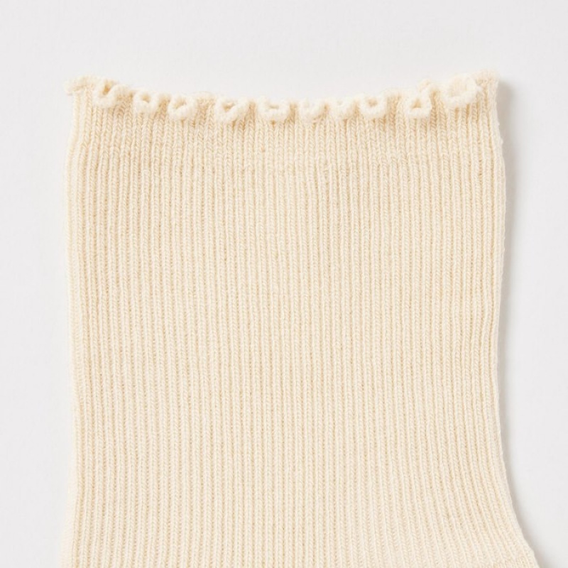 Beige Uniqlo HEATTECH Crew Mellow Women Socks | 5131154