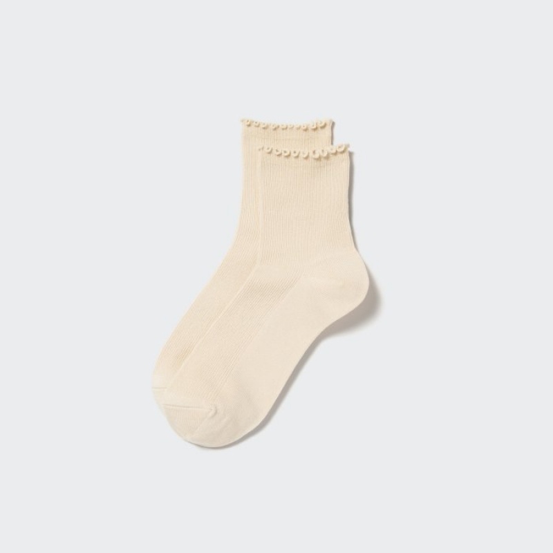 Beige Uniqlo HEATTECH Crew Mellow Women Socks | 5131154