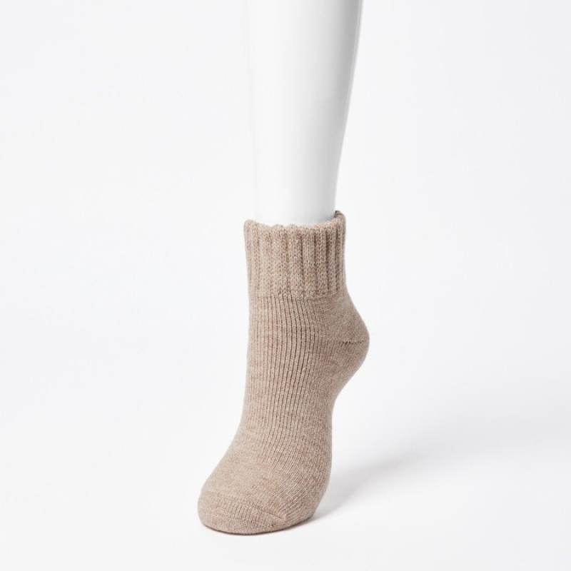 Beige Uniqlo HEATTECH Pile Women Socks | 3014800