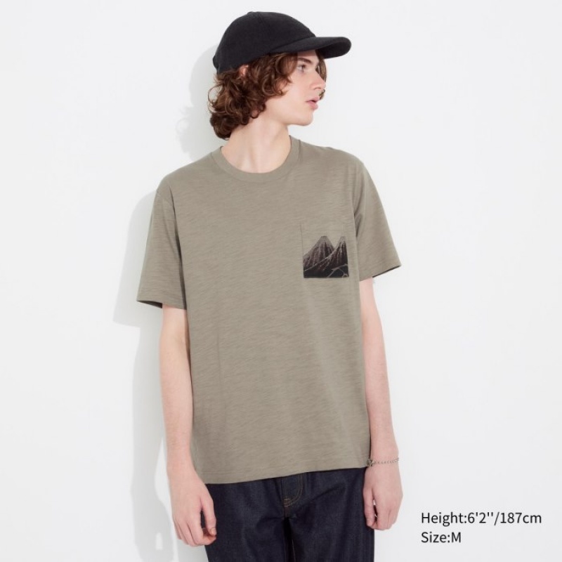 Beige Uniqlo Hokusai UT Short Sleeve Women T Shirts | 4464343