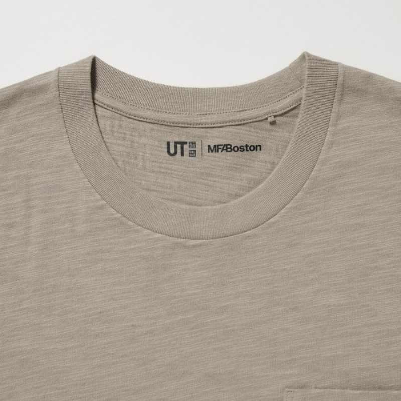 Beige Uniqlo Hokusai UT Short Sleeve Women T Shirts | 4464343