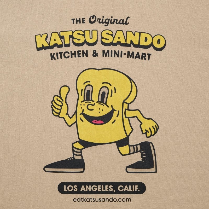 Beige Uniqlo L.A. Eats Ut Oversized Short-sleeve Graphic Katsu Sando Men T Shirts | 3567862
