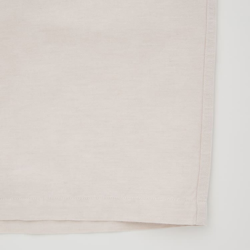 Beige Uniqlo Linen Blend Men Shorts | 1973843