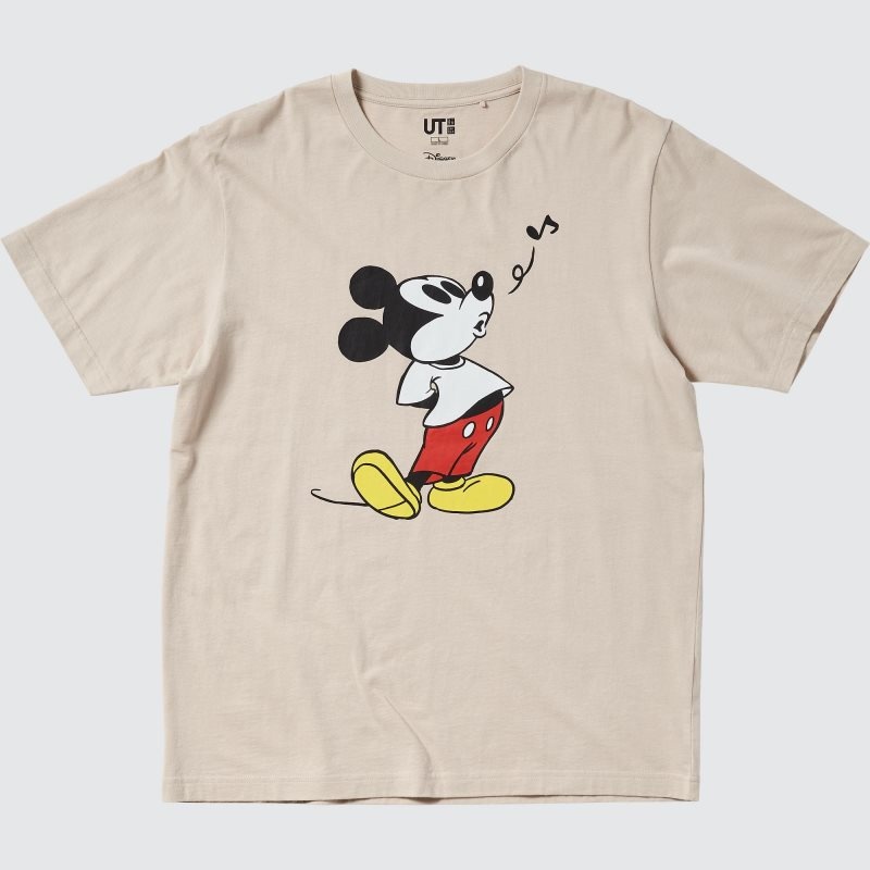 Beige Uniqlo Mickey Stands Ut Short-sleeve Graphic Men T Shirts | 5968148