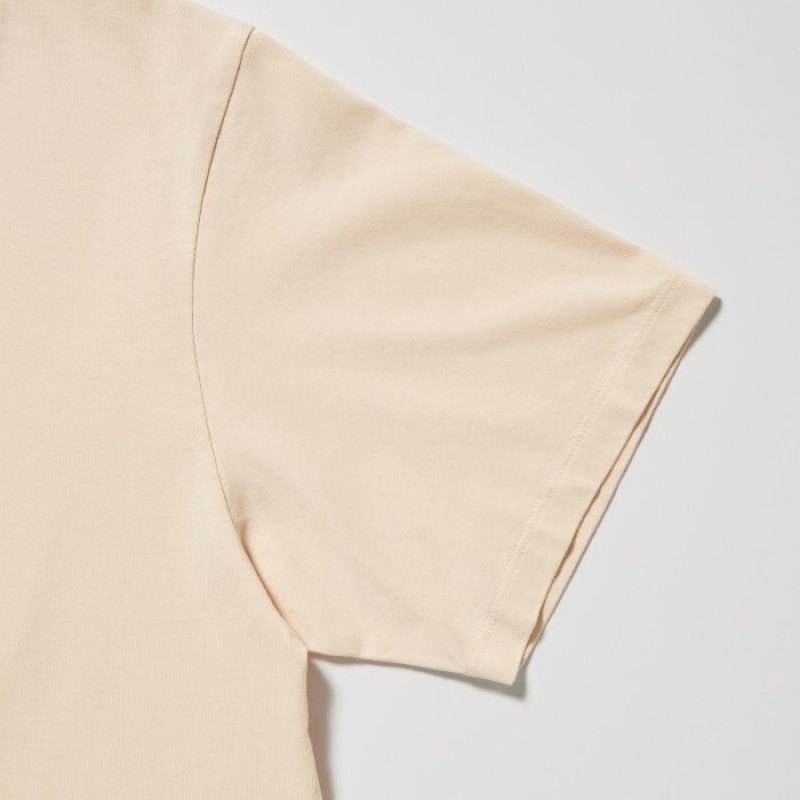Beige Uniqlo Peanuts Hawaii UT Short-Sleeve Women T Shirts | 4304432