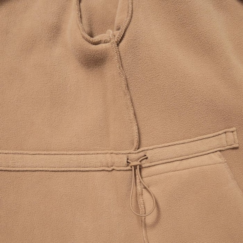 Beige Uniqlo Pile Lined Fleece Stand Collar Women Coats | 7390969