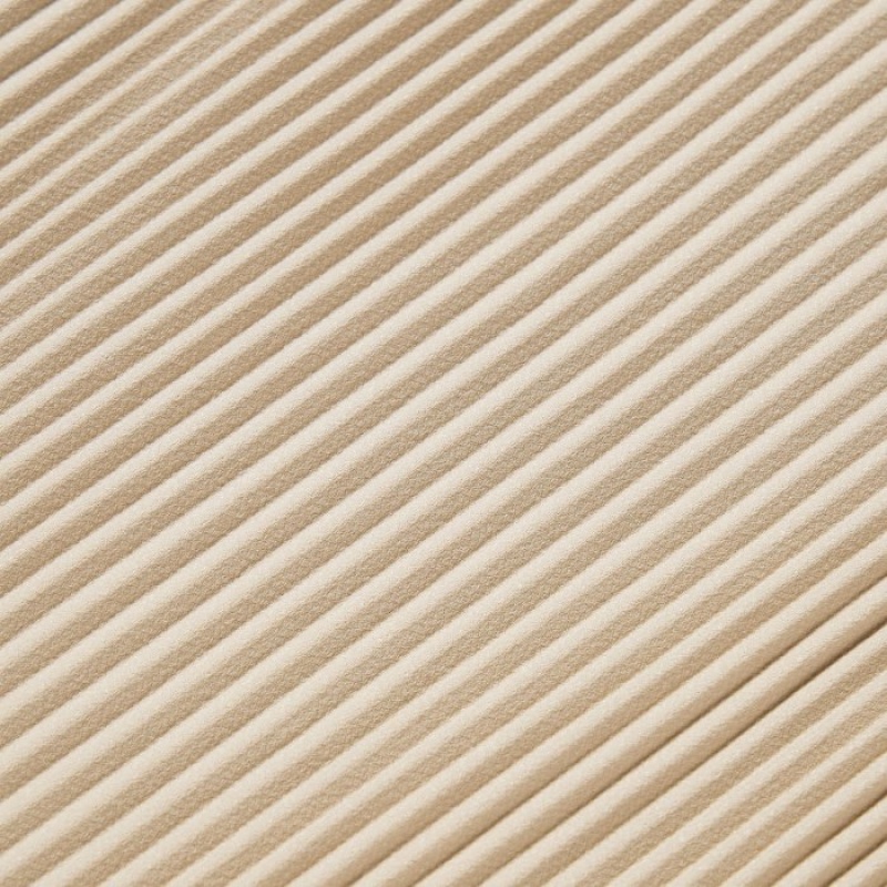 Beige Uniqlo Pleated Straight Women Pants | 8947899