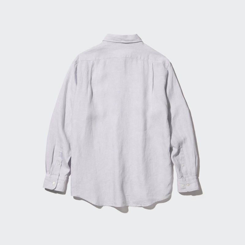 Beige Uniqlo Premium Linen Long-sleeve Men Shirts | 9170954