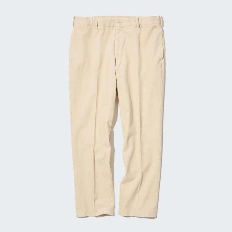 Beige Uniqlo Smart Corduroy Ankle Length Men Pants | 690221