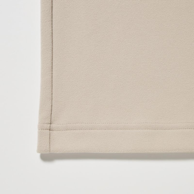 Beige Uniqlo Smooth Fleece Mock Neck Men T Shirts | 8035074