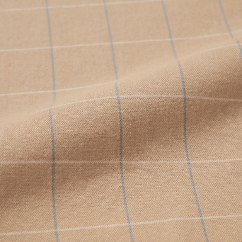 Beige Uniqlo Soft Brushed Checked Long-Sleeve Women Shirts | 5577433