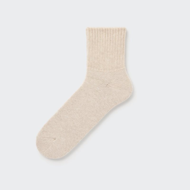Beige Uniqlo Soft Pile Half Men Socks | 2349941